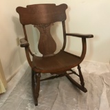 Antique Oak Barrel Seated Rocking Chair