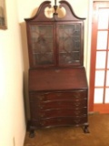 Beautiful 4 Drawer Secretary with Upper Cabinet & Claw Feet