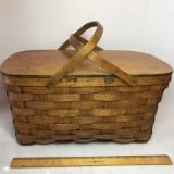 Vintage Split Oak Shelton Picnic Basket w/Basket Tray Inside - Awesome!