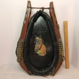 Vintage Hand Painted Horse Collar & Harness Wall Hanging - Signed Stazen