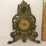 Antique Brass Heavy Windup Clock Pat'd Date Oct 28, 1902 by The W