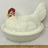 Awesome Milk Glass Hen on A Nest