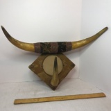 Vintage Steer Horn Coat Rack Wall Hanging
