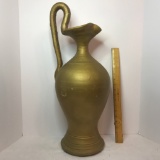 Large Vintage Pottery Ewer - Painted Gold