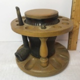 Vintage Wooden Pipe Stand, Duraglas Humidor & Royal Demuth Briar Root Pipe