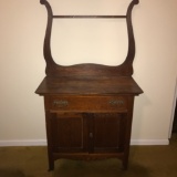 Vintage Oak Wash Stand w/1 Drawer with Towel Bar