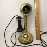 Vintage Brass Rotary Candlestick Telephone