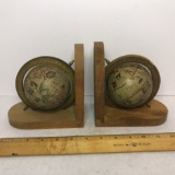 Wooden Vintage Globe Bookends