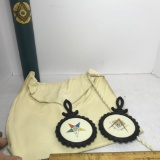 Vintage Masonic Trivets with Ceremonial Leather Apron