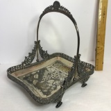 1917 Quadruple Plate Rectangular Footed Basket by Meriden B. Company