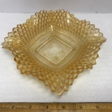 Vintage Amber Glass Dish w/Ruffled Edge Dish