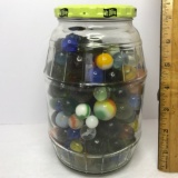 Large Jar Full of Vintage Marbles & Shooters