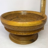 Impressive Wooden Treenware Pedestal Bowl