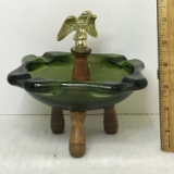 Mid-Century Modern Footed Ashtray w/Eagle Finial
