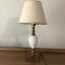 Vintage Hobnail Milk Glass & Wooden Bedside Lamp