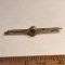 Antique 14K Gold Pin with Blue Stone in Center & Tiny Pearls on Either Side