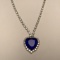 Silver Tone Blue Heart Necklace with Clear Stones - Titanic Replica