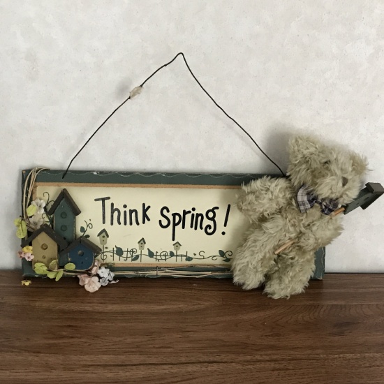 “Think Spring” Wooden Wall Hanging