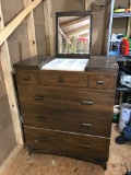 Mid-Century Modern Chest of Drawers with Flip-up Mirror & Organize