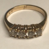 Gold Tone Ring with 4 Clear Stones - Made in Korea