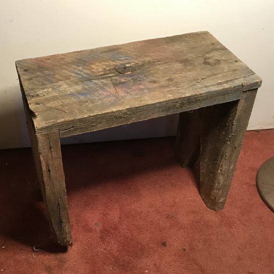 Primitive Hand Made Wooden Bench