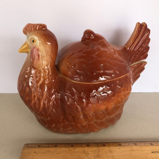 Vintage Pottery Chicken Jar  USA