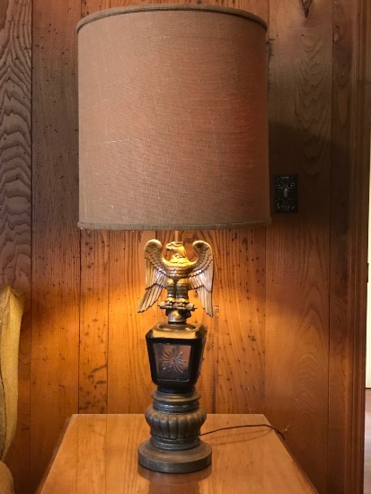 Mid-Century Modern Brass Eagle Lantern Lamp