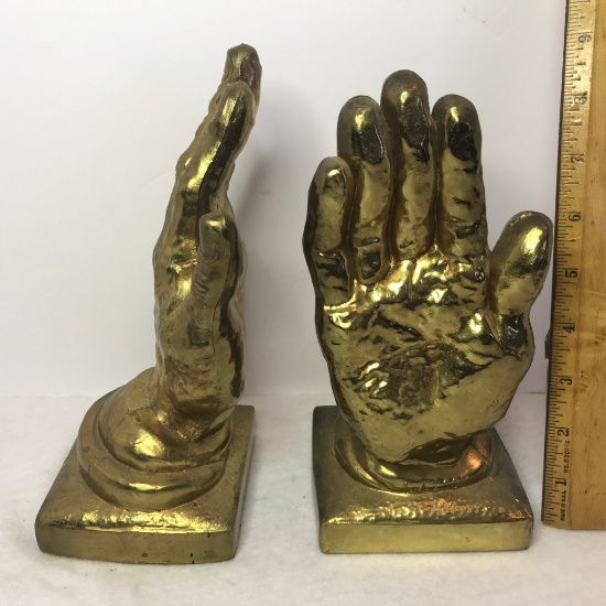Pair of Brass Hand Bookends