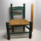 Vintage Hand Painted Children's Chair w/Woven Seat