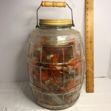Vintage Large Glass Barrel Jar w/Home Made Humidor