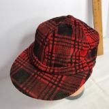 Vintage Red & Black Plaid Hunting Hat