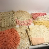 Lot of Vintage Hand Crocheted Doilies & Vintage Handkerchiefs