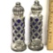 Silver Plated Godinger Salt & Pepper Shakers w/Cobalt Glass Interior