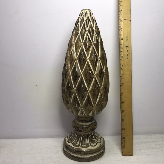 Heavy Carved Wood Decorative Pineapple Sitter Finial