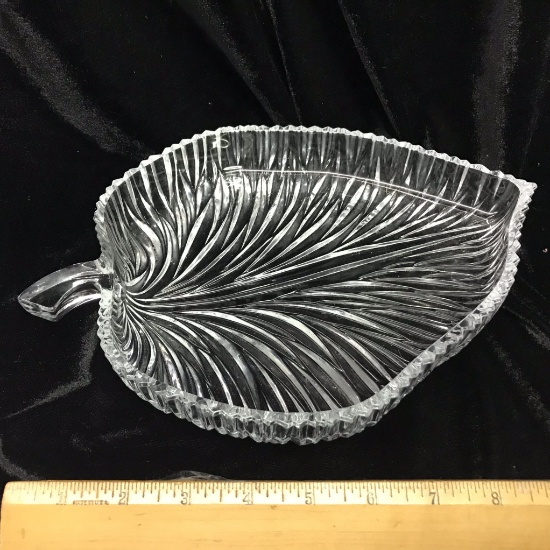 Pretty Leaf Shaped Crystal Dish