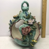 Italian Signed Pottery Hanging Candle Lantern