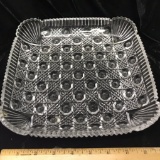 Square Pressed Glass Shallow Bowl