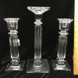 Set of 3 Crystal Pillar Candle Sticks