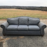 Ethan Allen Blue Sofa w/Brass Brads