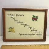 Galatians 5:22, 23 Cross Stitch Framed Picture