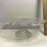 Pressed Glass Pedestal Cake Plate