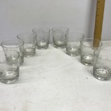 Set of 8 Etched Glass Juice Glasses