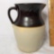 Vintage Brown Band Pottery Milk Pitcher - Marked USA