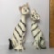 Adorable Pair of Porcelain Cat Figures - Signed Walls