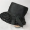Vintage Black Ladies Hat w/Straw Brim