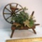 Mid-Century Wooden Spinning Wheel Planter by American Craft