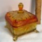 Vintage Amberina Glass Square Lidded & Footed Dish