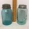 Pair of Vintage Blue Ball Mason Jars with Zinc Lids