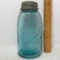 Vintage Large Blue Ball Mason Jar with Zinc Lids