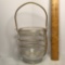Vintage Glass Ice Bucket w/Gold Handle & Stripes